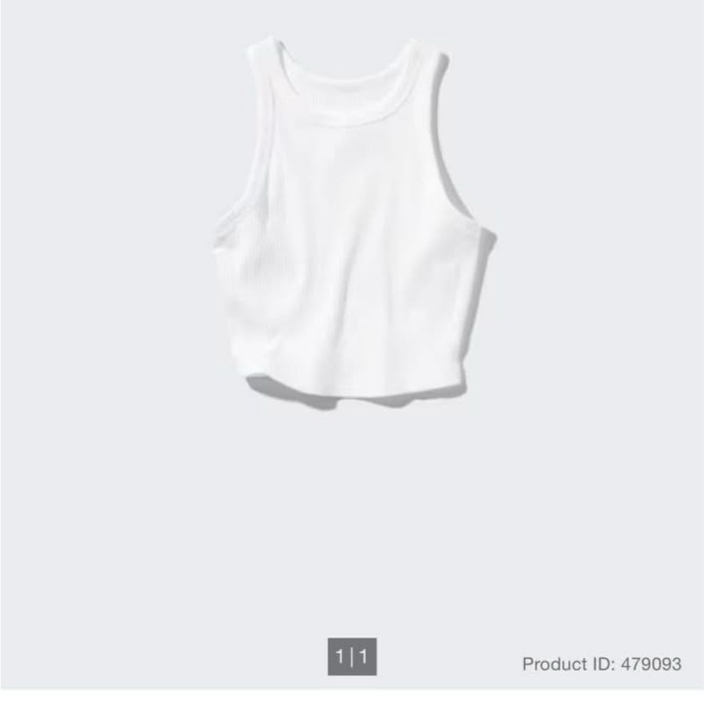 Uniqlo White/Black High Neck Ribbed Tank Top - Picture 2 of 4